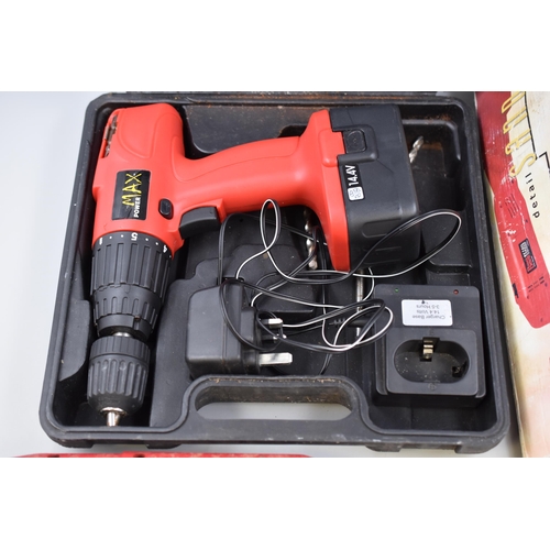 677 - Two Power Tools To Include Power Max 14.4 V Cordless Drill With Charger, And Power Devil 180w Detail... 