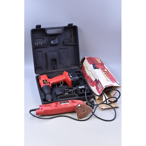 677 - Two Power Tools To Include Power Max 14.4 V Cordless Drill With Charger, And Power Devil 180w Detail... 