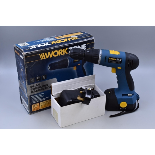 680 - WORKZONE 14.4V Cordless Hammer Drill (Powers On When Tested)