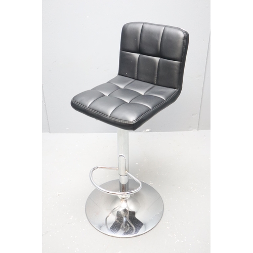 618 - Matching Pair of Hydraulic Height Adjustable Bar Stools with Chrome bases and Black Leatherette Seat... 