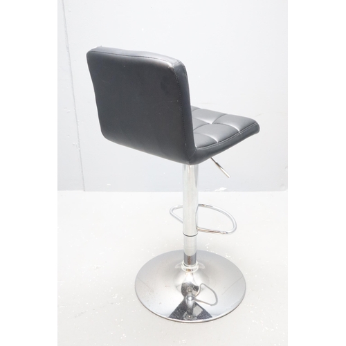 618 - Matching Pair of Hydraulic Height Adjustable Bar Stools with Chrome bases and Black Leatherette Seat... 