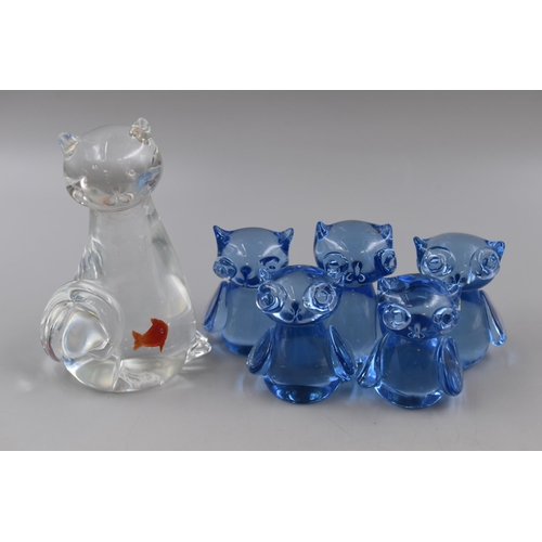 210 - Collection Of Fine Quality Hand Blown Glass Cat Figurines