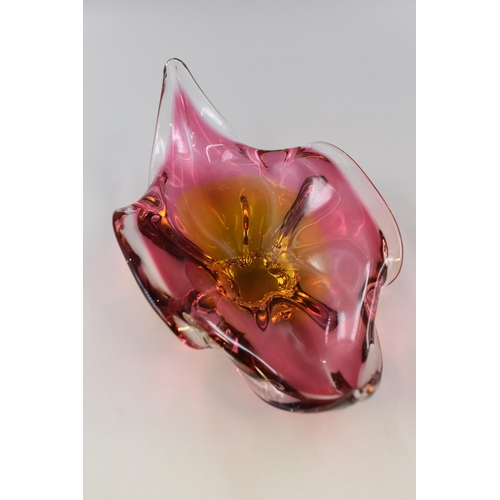 216 - Vintage Chribska glass Flower dish designed by Josef Hospodka  (9