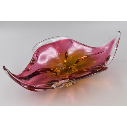 216 - Vintage Chribska glass Flower dish designed by Josef Hospodka  (9