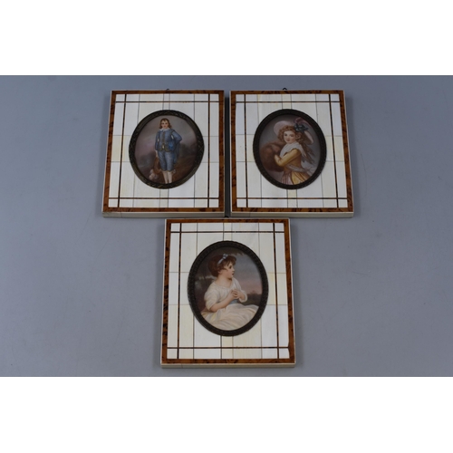 223 - Three 19th Century enhanced Portraits in Matching Framed Mounts (14cm x 12cm)