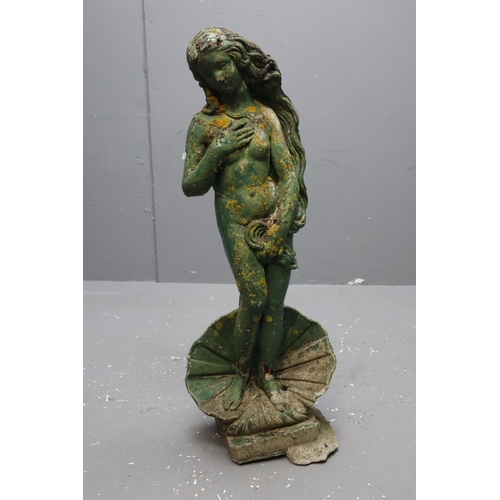 625 - A Classical Style Concrete Garden Sculpture of Nude Lady in Shell, Approx 33