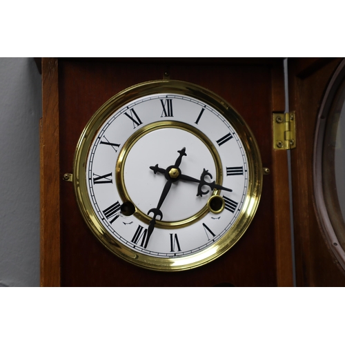 650 - Antique Wall Hanging Clock With Key