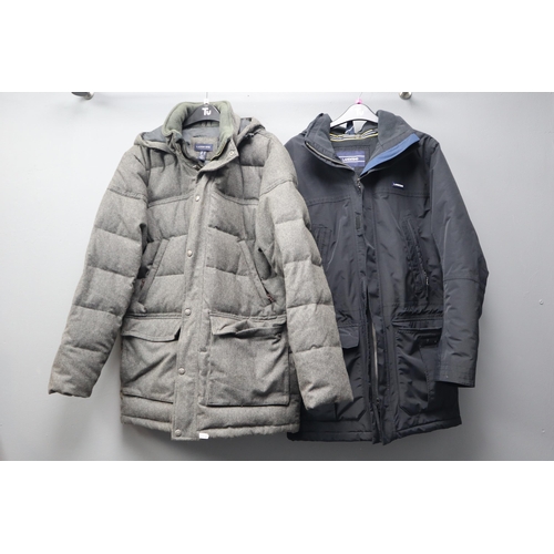 693 - Two Gents Lands End Winter Coats (Medium and Small), In Black and Grey