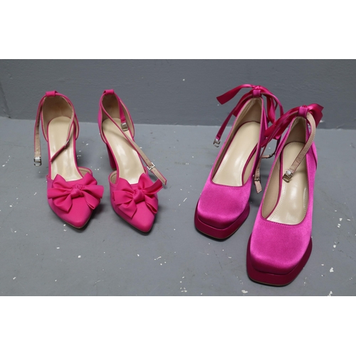 695 - Two Boxed Rose Red Ladies Heels (Size 7 & 8)