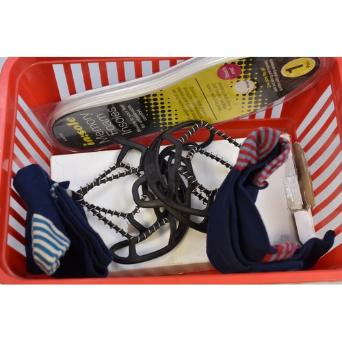 917 - Small Mixed Lot to Include 7 Brand New Pairs of Socks, WinterTrax and Memory Foam Insoles