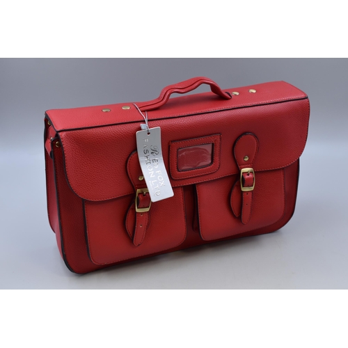 925 - Brand New Designer Leather Satchel in Red Colour with label approx 15