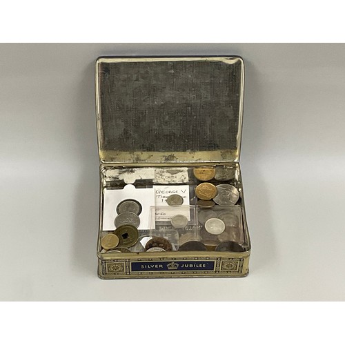 179A - Mixed Selection of Coinage including Silver in a George V Silver Jubilee Metal Tin 