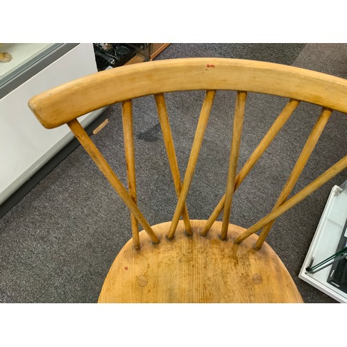 481 - Ercol Blonde Elm and Beech Windsor Drop Leaf Table with Four Candlestick Backed Chairs