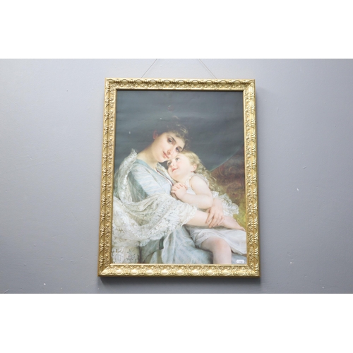 338 - Emile Munier Print in Gilt and Glass Framed Mount entitled Maternal Affection (27