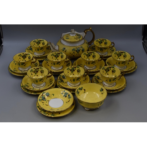 359 - Art Deco Hand Painted 32 Piece Tea Set (Teapot and Sugar Bowl a/f)