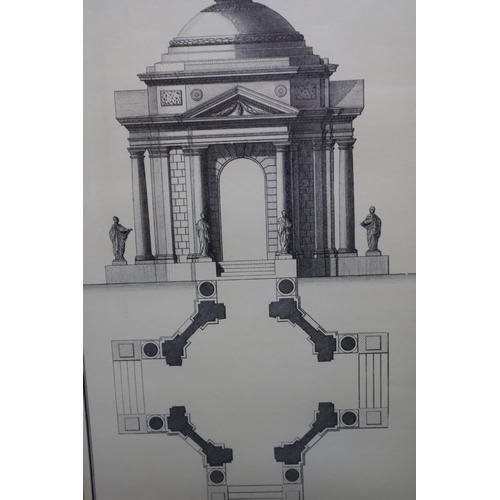 361 - A Set of Three Framed and Glazed French Architectural Prints, Approx 21.5