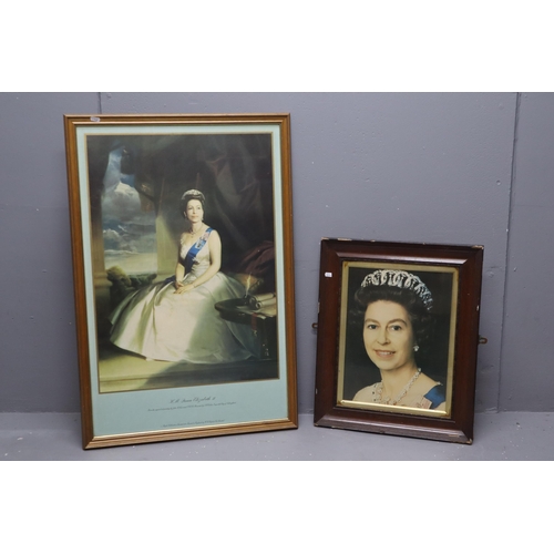 442 - Two Portrait Prints of Queen Elizabeth II, Includes John Townsend and Other. Largest Approx 37