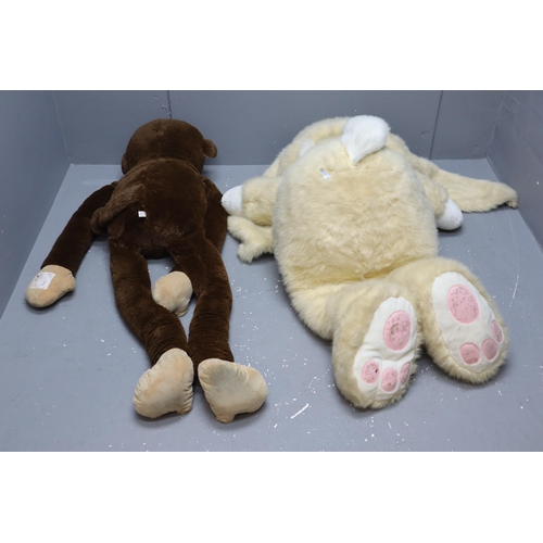 608 - Two Xtra Large Teddies to Include a Monkey and Bunny Rabbit (Largest 4' 3