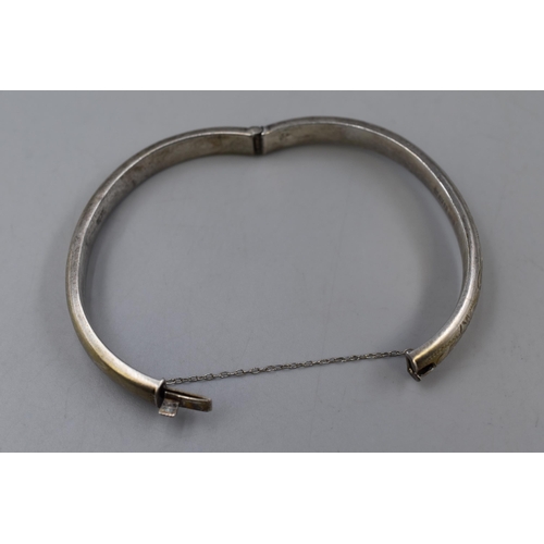 20 - Hallmarked Silver Etched Bangle with Safety Clasp