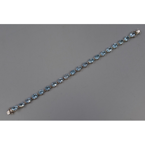 34 - Silver 925, Blue Stoned Bracelet