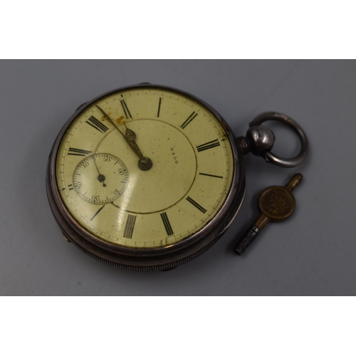 44 - A Hallmarked Chester Silver (Charles Horner/Charles Harris) Pocket Watch, Circa 1892. AF, With Key