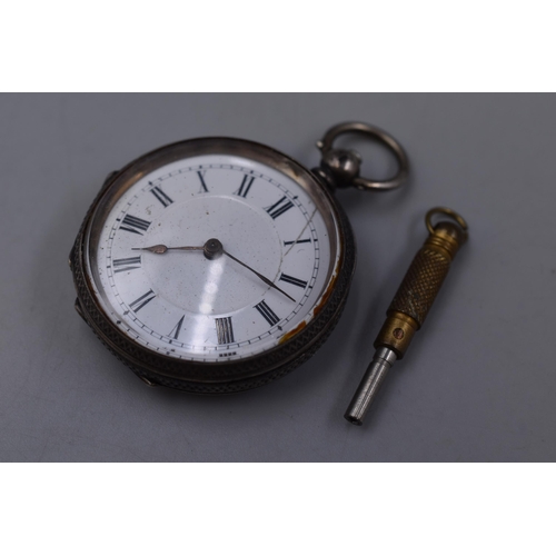 45 - A 935. Silver Cased Pocket Watch, With Key (Working)