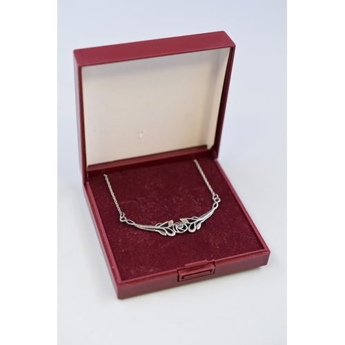 47 - Silver 925 Flower Pendant Necklace Complete with Presentation Box