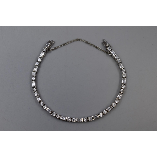 58 - Silver 925, CZ Bracelet with Safety Chain