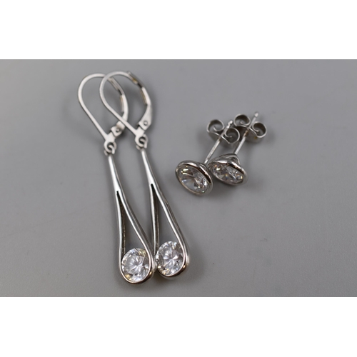 59 - Two Pairs of Silver 925 CZ Earrings