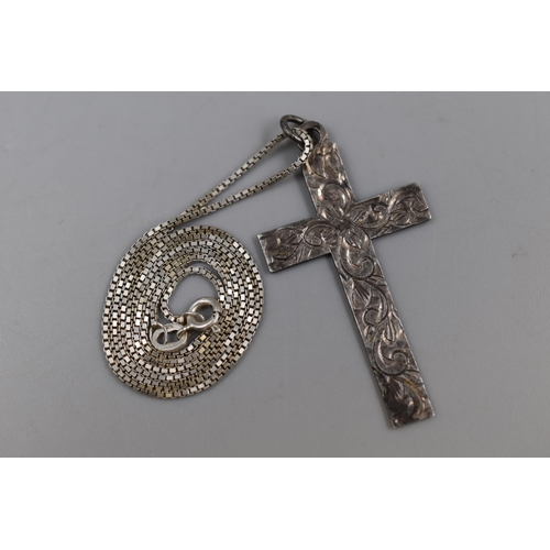 64 - Silver 925 Necklace with Large Cross Pendant