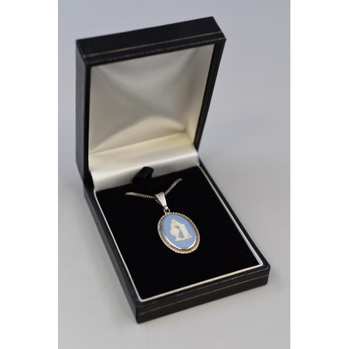 74 - A Hallmarked London Silver Wedgwood Cameo Pendant Necklace, In Presentation Box