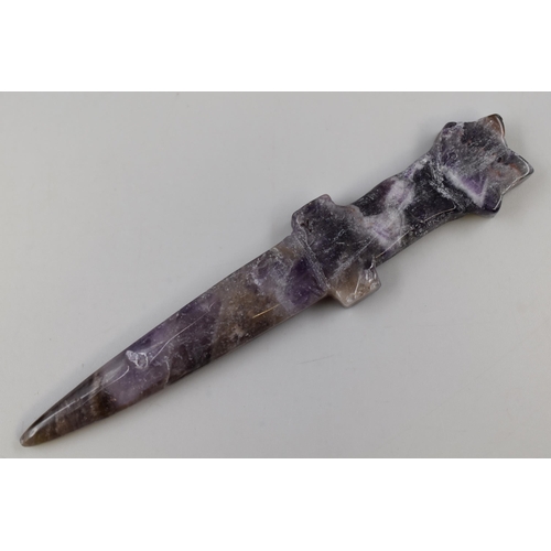 76 - Natural Amethyst Crystal Ceremonial Dagger complete with Display Stand