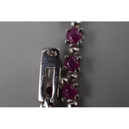 92 - Silver 925, Pink Stoned Bracelet