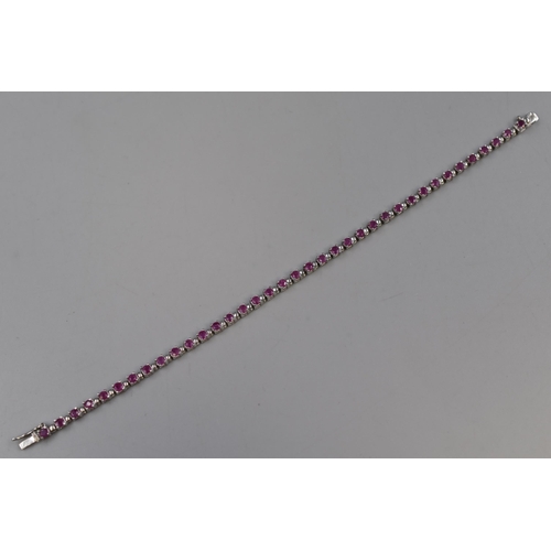 92 - Silver 925, Pink Stoned Bracelet