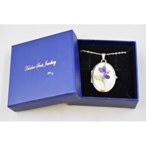 95 - A 925. Silver Floral Locket Pendant Necklace