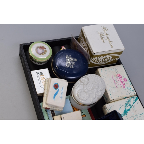 286 - Tray to Include Trinket Dishes, Matches, Pin Badges and More