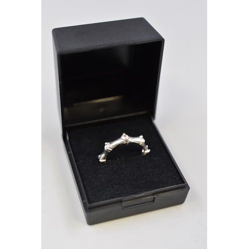 102 - Silver 925 Bamboo Style Ring Complete with Presentation Box