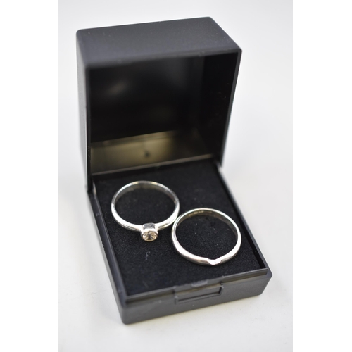 110 - Silver 925 Bridal Set Rings Complete with Box