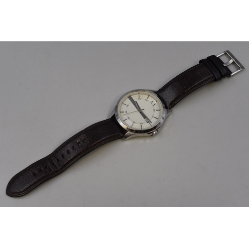 114 - A Gent's Armani Exchange Quartz Watch, With Leather Strap. Working