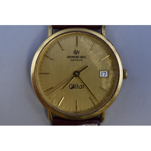 116 - Raymond Weil Geneve Gold Plated Gents Watch with Leather Strap (Working)