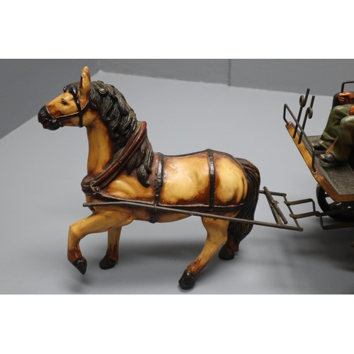 404 - Vintage Horse and Stagecoach Complete With Figures and Luggage, Approx 40 Inch in Length A/F