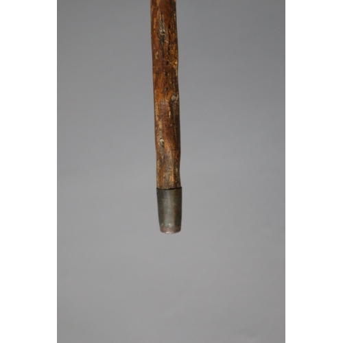 406 - An Antique Natural Carved Wood Walking Stick, Approx 3ft Long