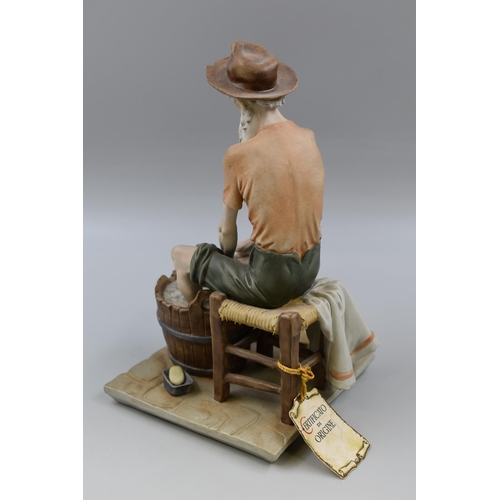 312 - Capo De Monte Triade P.B.B. Benacchio 1960s Old Man Washing Feet Porcelain Figurine Approx 11