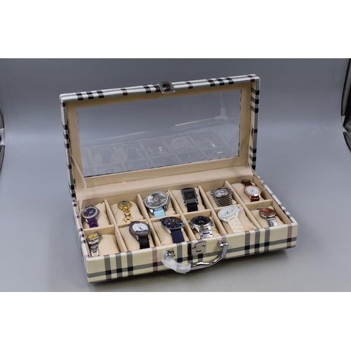 130 - A Selection of Ten Quartz Watches (Woring) in New Tartan Effect Ten Watch Presentation Box