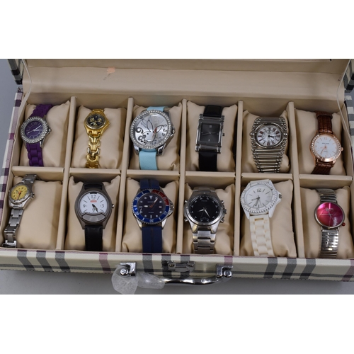 130 - A Selection of Ten Quartz Watches (Woring) in New Tartan Effect Ten Watch Presentation Box