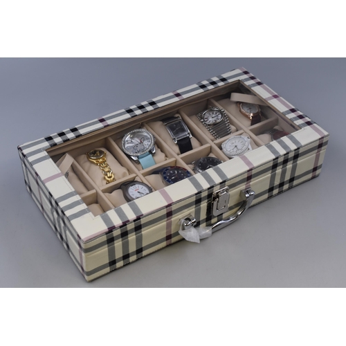 130 - A Selection of Ten Quartz Watches (Woring) in New Tartan Effect Ten Watch Presentation Box