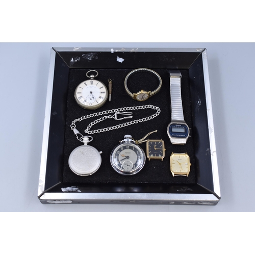 132 - A Selection of Watches and Watch Heads (Mostly Spares or Repairs). Includes Silver Plated Pocket Wat... 