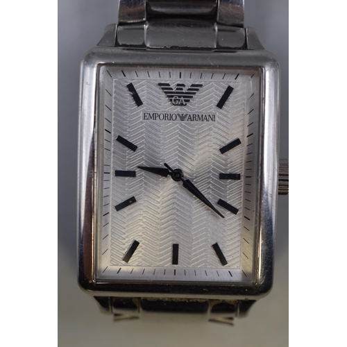 136 - An Emporio Armani Gents Stainless Steel Quartz Watch, Working