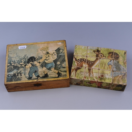 427 - Vintage Wooden Picture Cubes Complete in Wooden Box