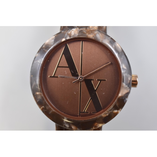 145 - Armani Exchange (AX3129) Ladies Brown Tortoise Quartz Watch, Working